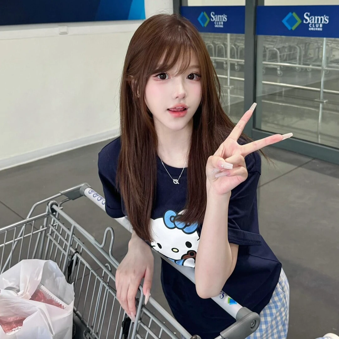 【220克纯棉】HelloKitty夏季新款圆领印花短袖棉T恤上衣字母百搭