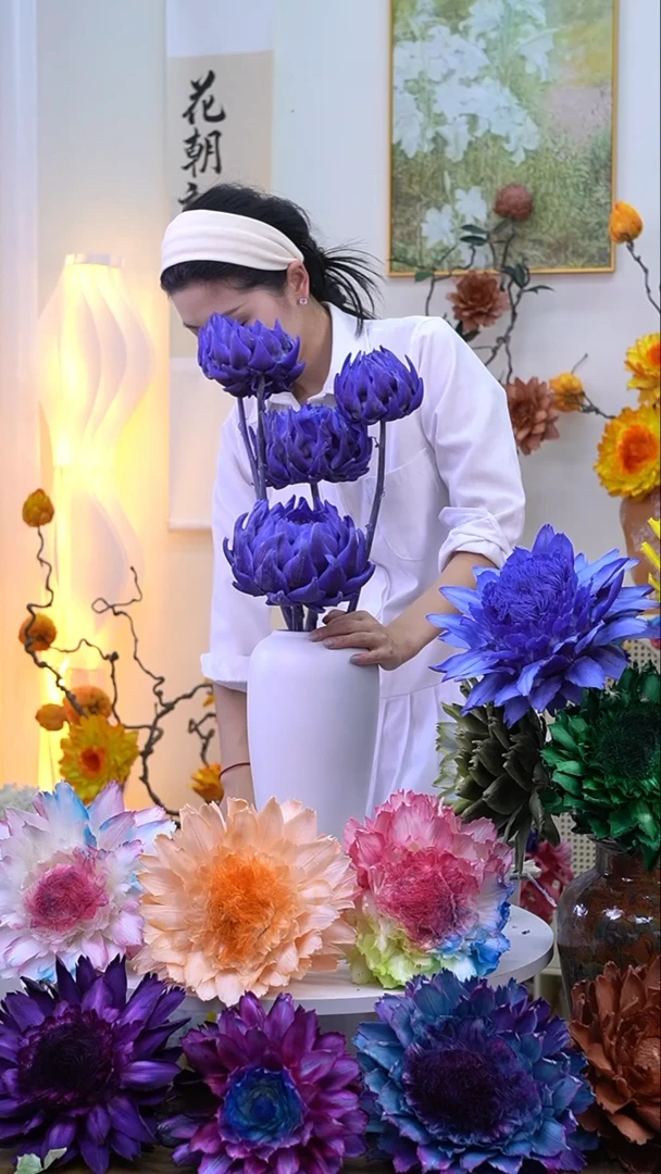 永生洋蓟紫色4头【吸色不均】7725