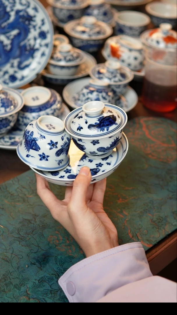 茶具桃花鲑鱼套组送茶巾