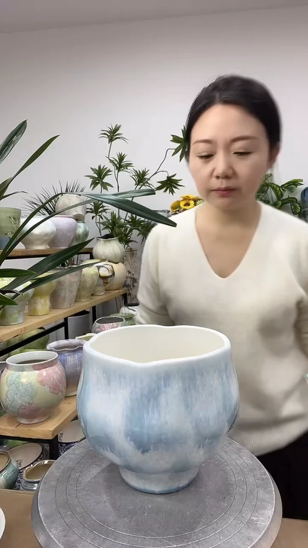 9.7陶瓷花盆直播链接高.  17    口17