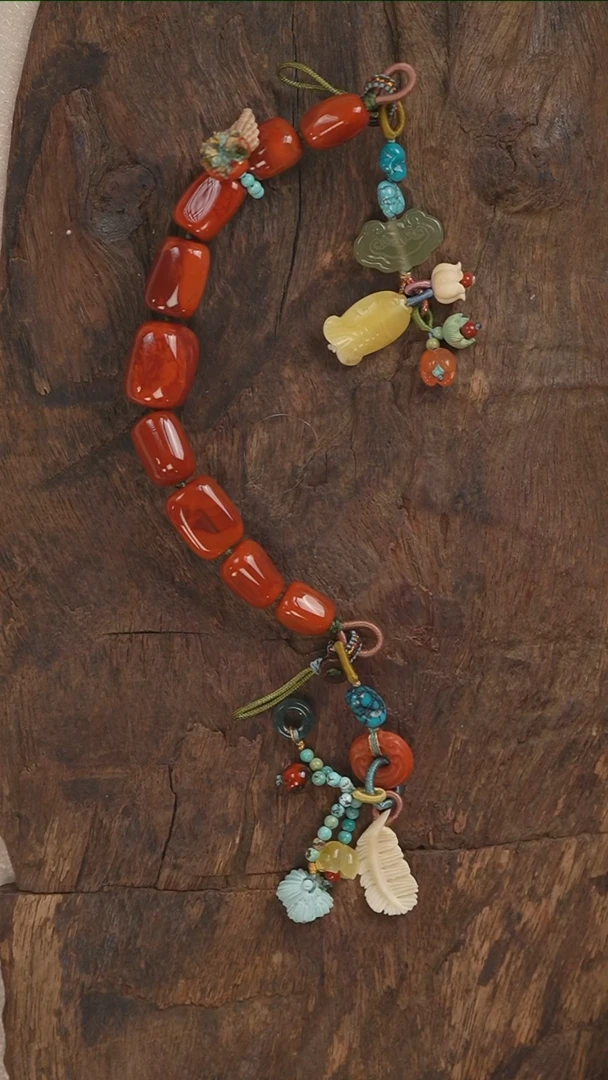 银S925镶嵌手机链南红玛瑙S5363-定制