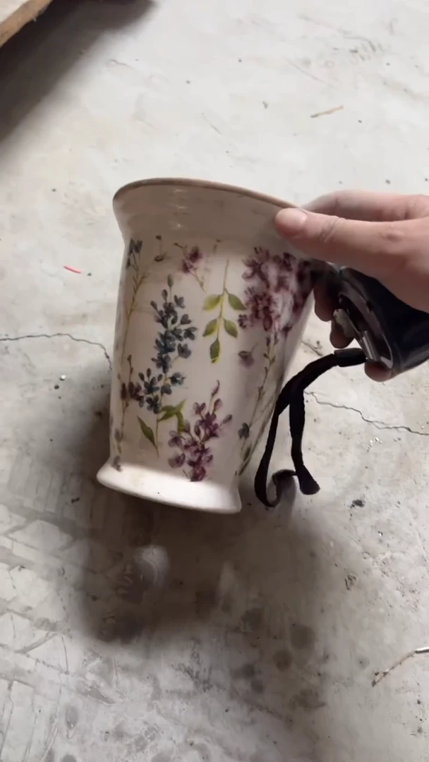 【闪购商品】陶瓷有孔花盆高15.5cm内口11.5cm