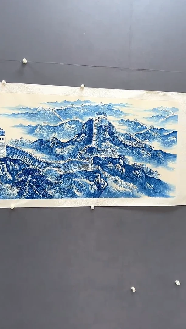 油画张敬老师12平尺长城作品