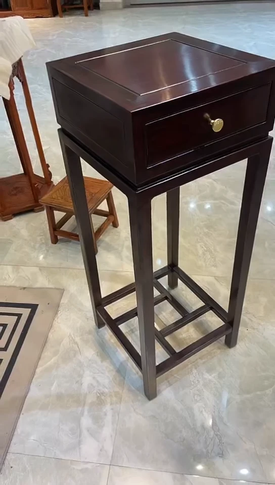 【闪购商品】花梨木类成套家具带抽花架黑檀色38*38*98