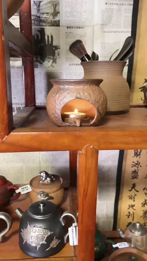 【闪购商品】B18温茶炉磨砂感老岩泥茶壶