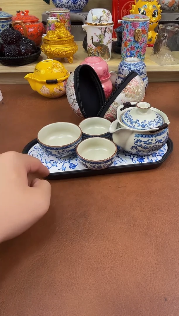 陶瓷茶具摆件旅行套组