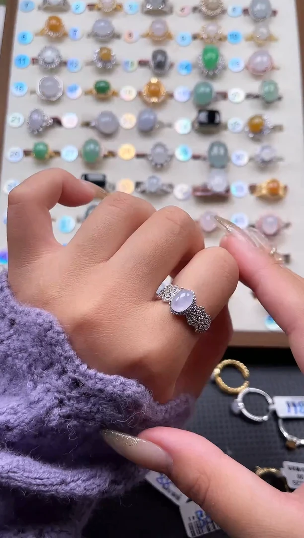 【闪购商品】翡翠戒指银S925镶嵌天然A货翡翠戒指