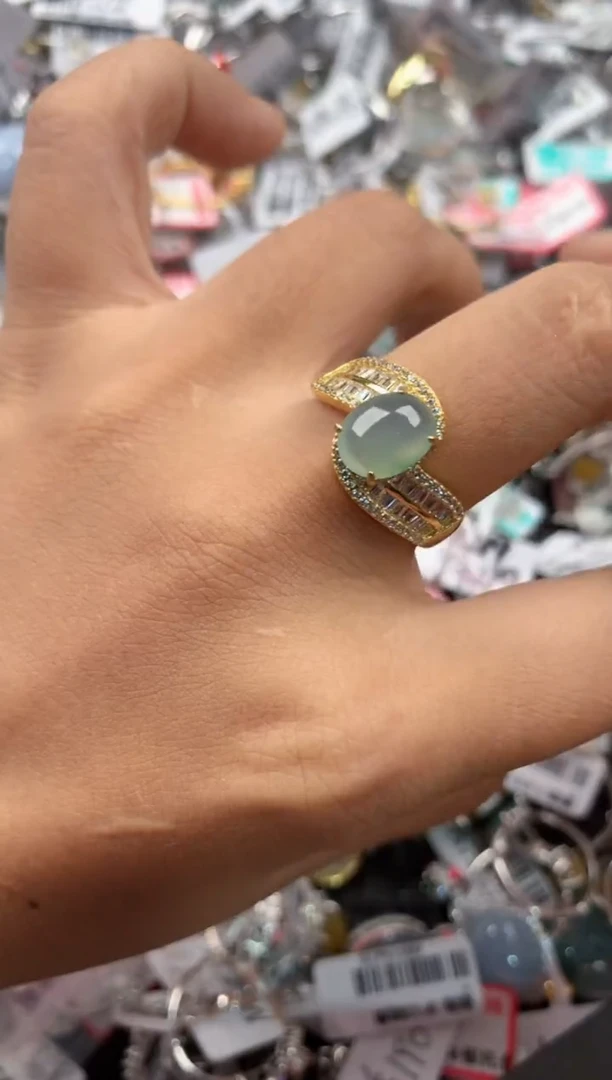 银S925镶嵌戒指翡翠13-13-13         5