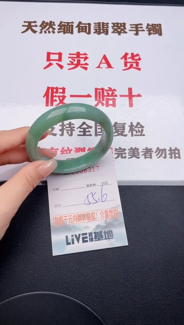 未镶嵌手镯翡翠17有纹有裂有瑕疵