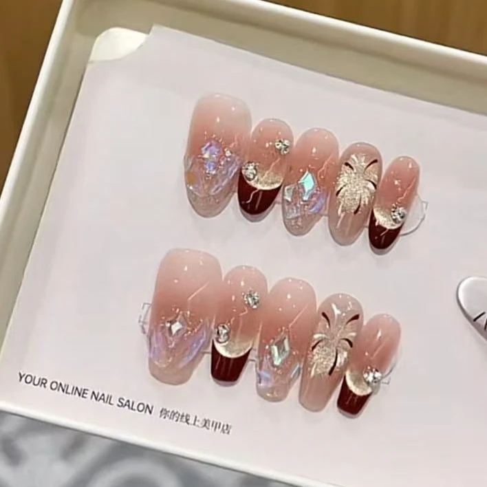 【繁星烟花】纯手工穿戴甲光疗美甲秋冬美甲烟花猫眼简约梯形椭圆形