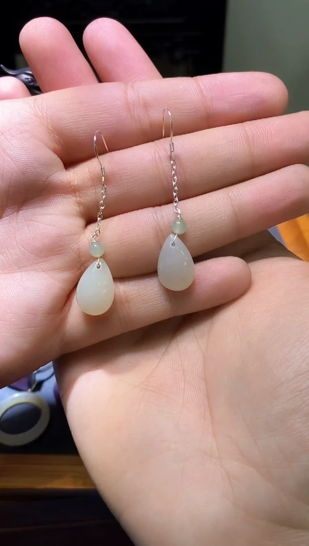 【闪购商品】和田玉耳饰银S925镶嵌多样性发一件325