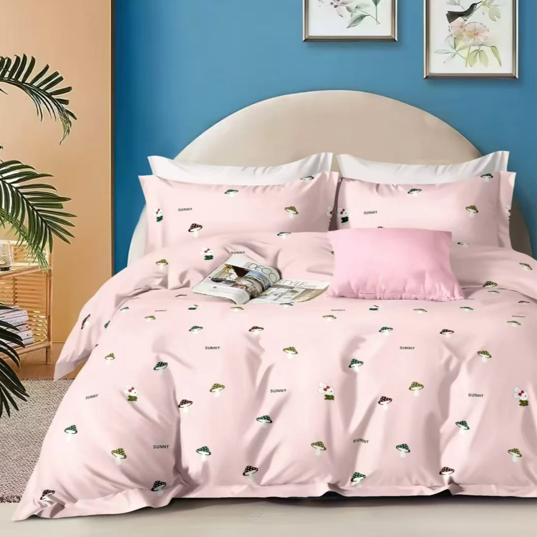 【双人床单】加厚款棉牛奶绒秋冬保暖加绒床盖双人床单-蘑菇兔