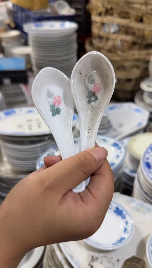 摆件芙蓉花勺子两个一组厘米有瑕请慎拍