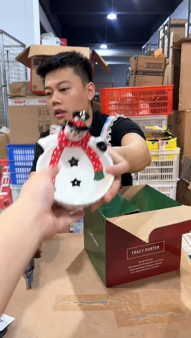 瓷片原盒雪人碗