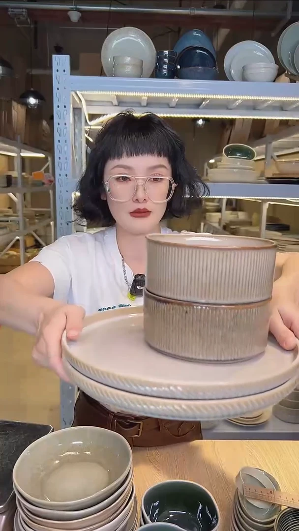 瓷64外贸尾货高温釉下彩餐具默认微瑕