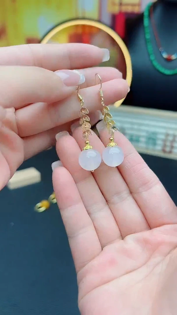 玛瑙/玉髓耳饰银S925镶嵌915000