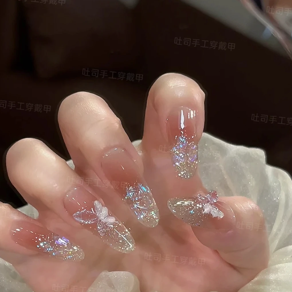 【春日福蝶】纯手工穿戴甲可拆卸十片装