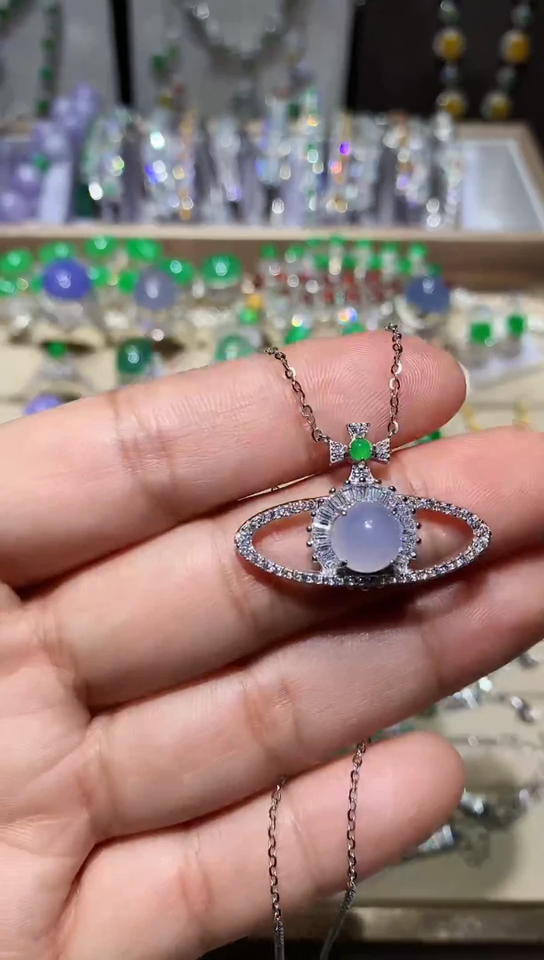 【闪购商品】翡翠耳饰银S925镶嵌项链