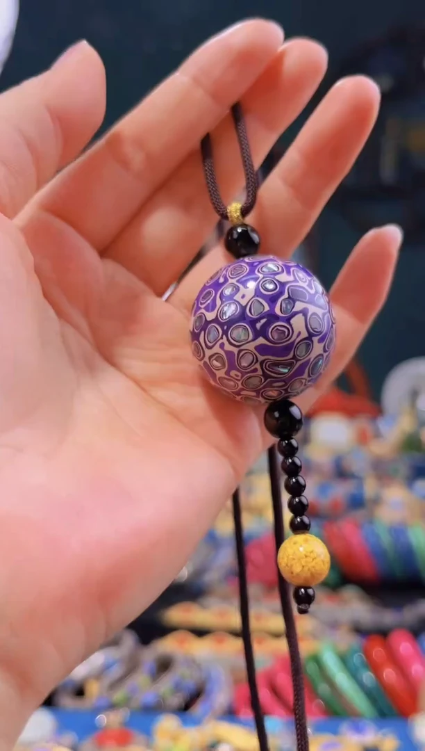 非遗技艺 犀皮漆3.0单珠 紫色