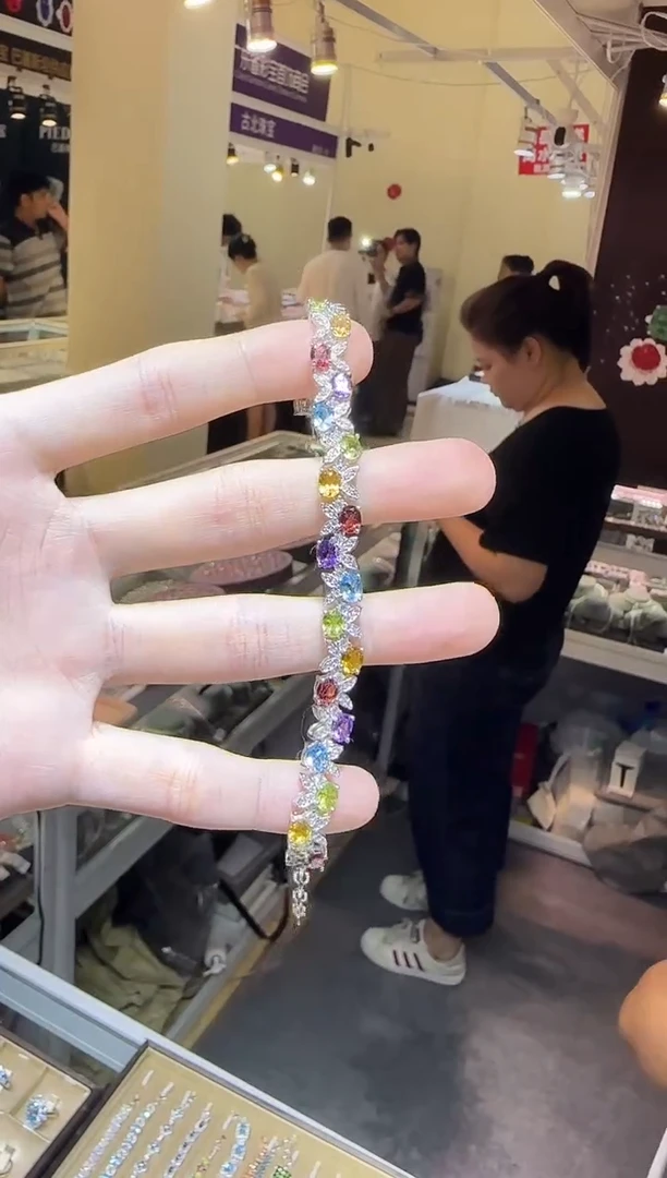 银S925镶嵌手链托帕石多彩宝石