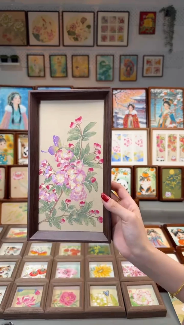 国画海棠蝴蝶 手绘国画27