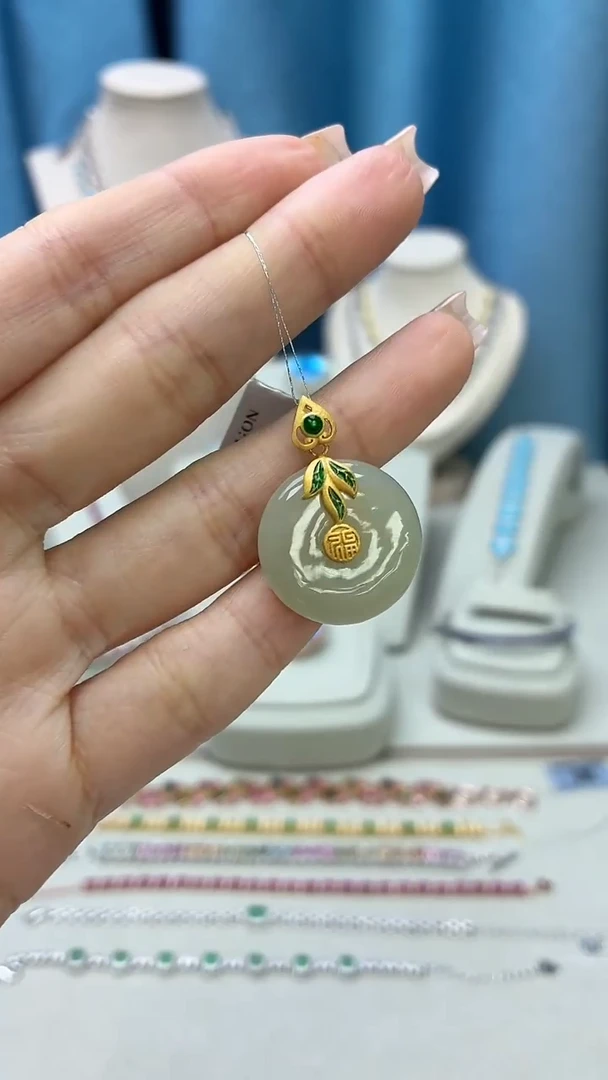 吊坠(不含链)银S925镶嵌和田玉354JH0104产品一个（多样性）