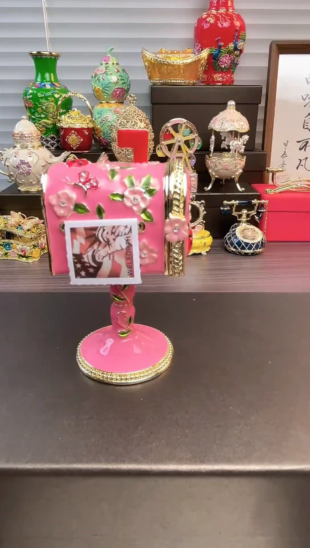 摆件七宝烧首饰盒  红色邮箱