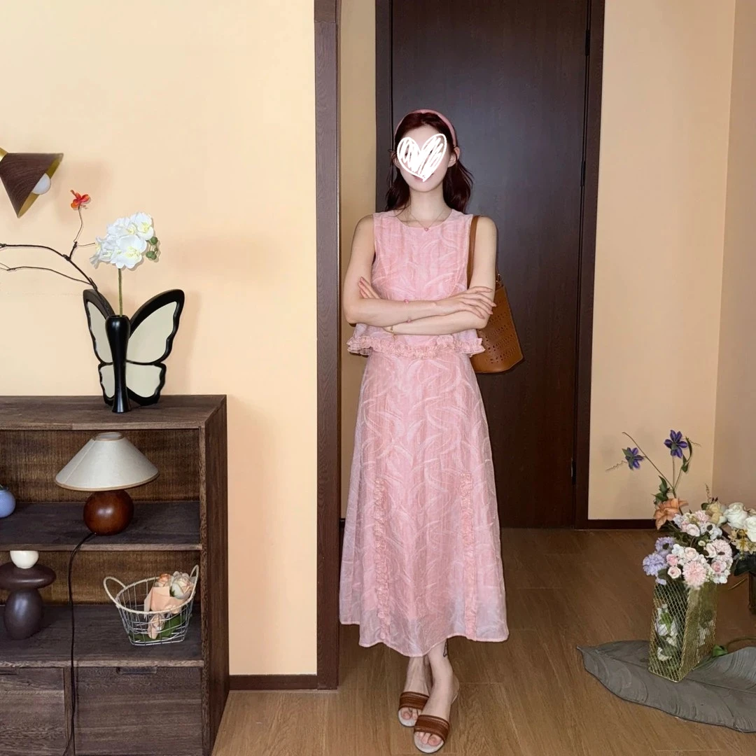 气质 休闲  时尚甜美两件套 夏季 粉色套装XMSF005