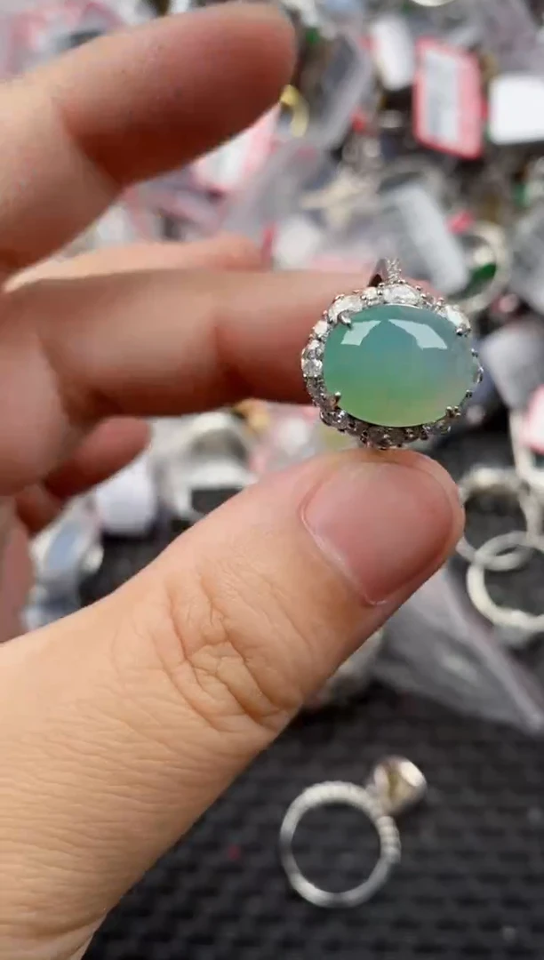 银S925镶嵌戒指翡翠1414   6