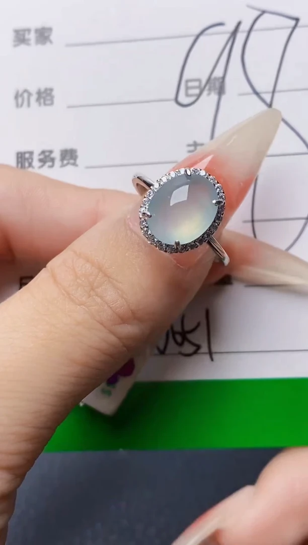 银S925镶嵌戒指翡翠0651