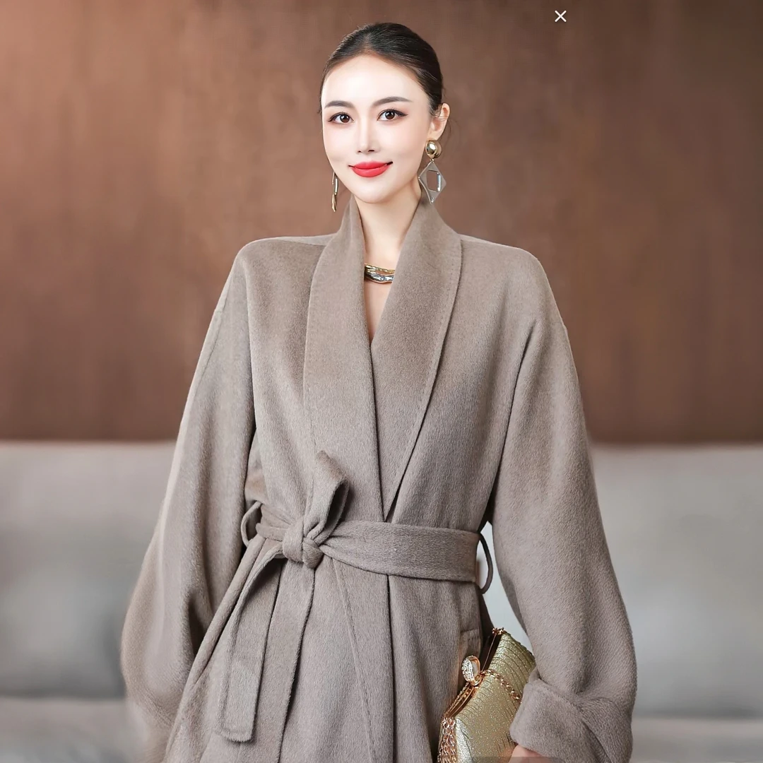 【慵懒周末】2025冬季新款温柔燕麦色双面气质大衣秋冬外套