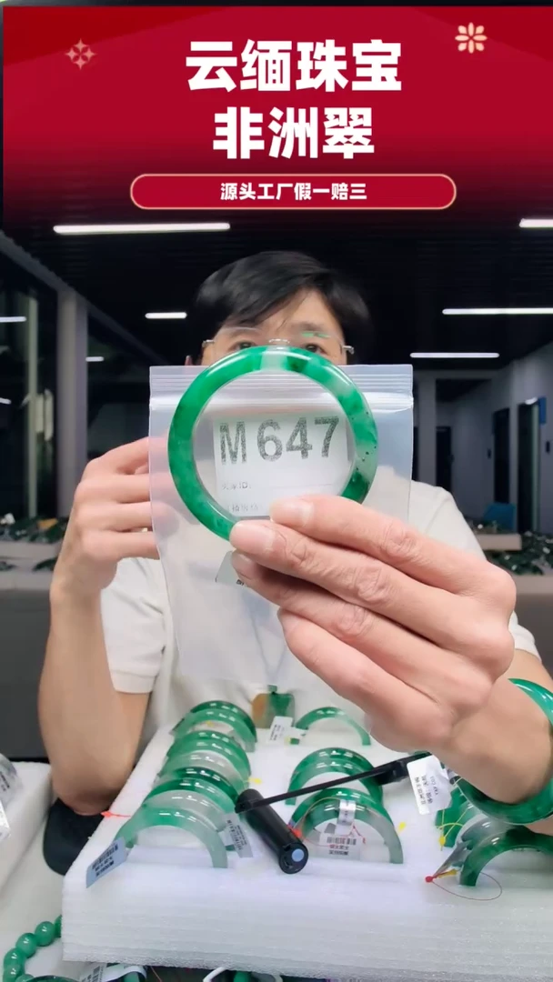 未镶嵌手镯石英质玉（非洲翠）59 60圈口M647