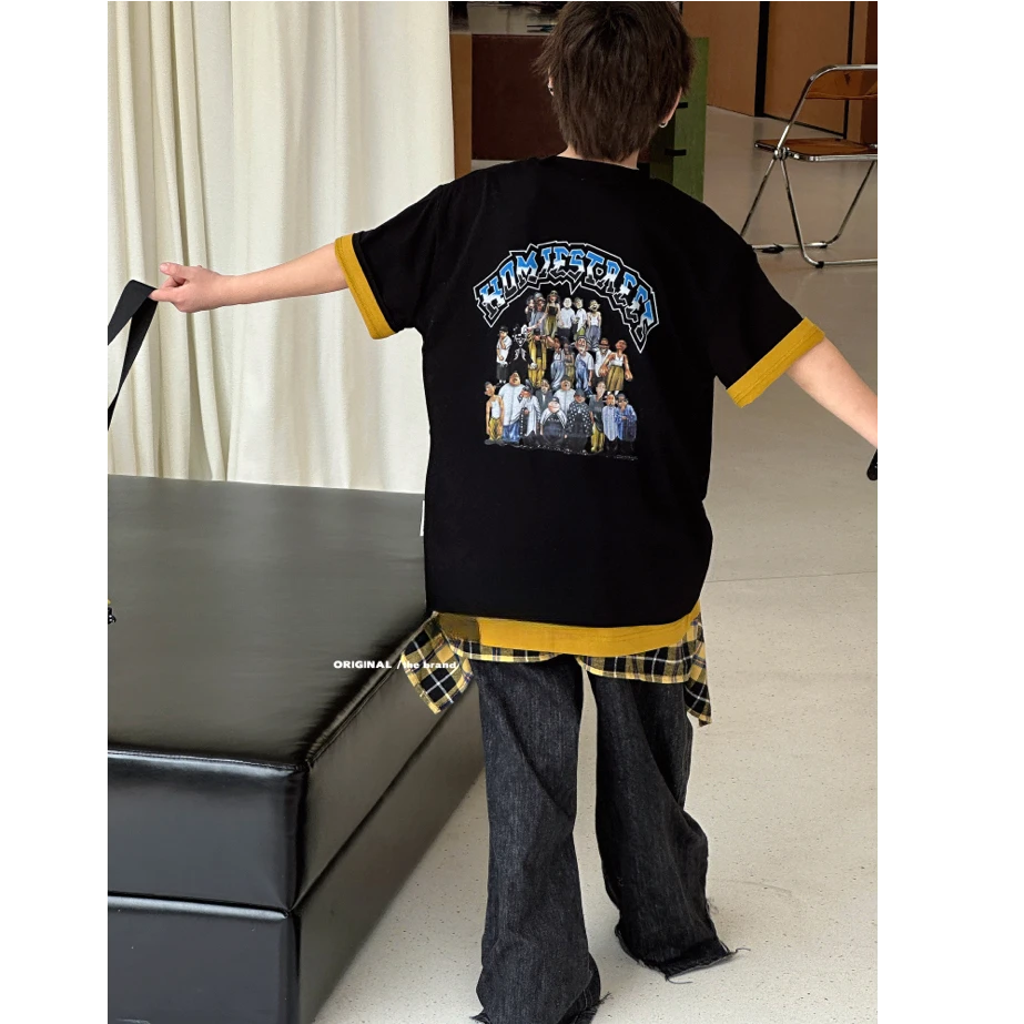 【杨少华服饰】男童夏季圆领T恤嘻哈字母印花休闲美式小众高街2975