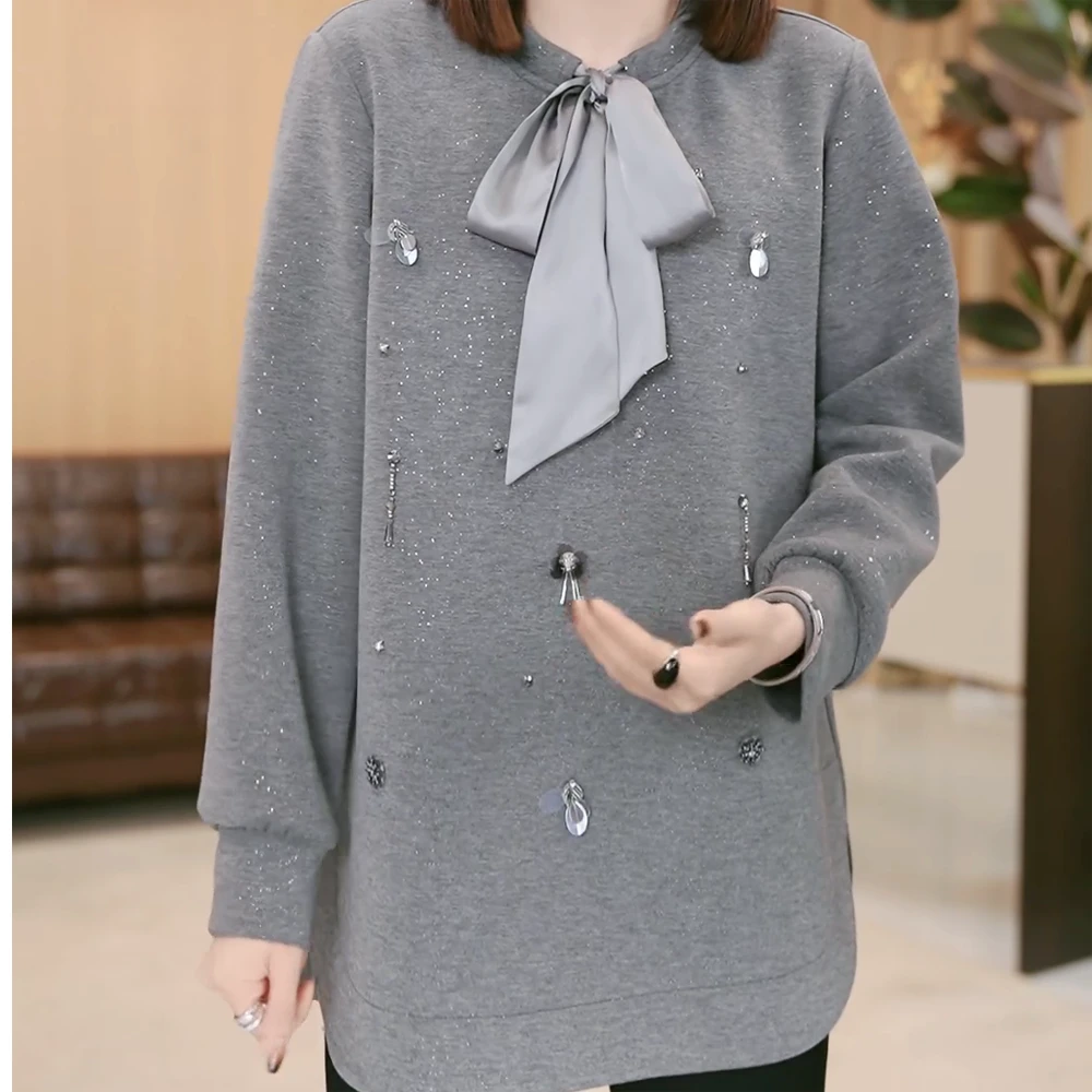 韩版小众时尚减龄气质洋气秋冬新款显瘦百搭女宽松长袖款加绒卫衣