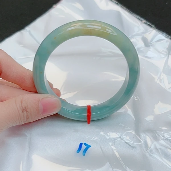 【圈口54~56】缅甸A货翡翠手镯天然玉镯女款海蓝之谜黄翡手镯680-17