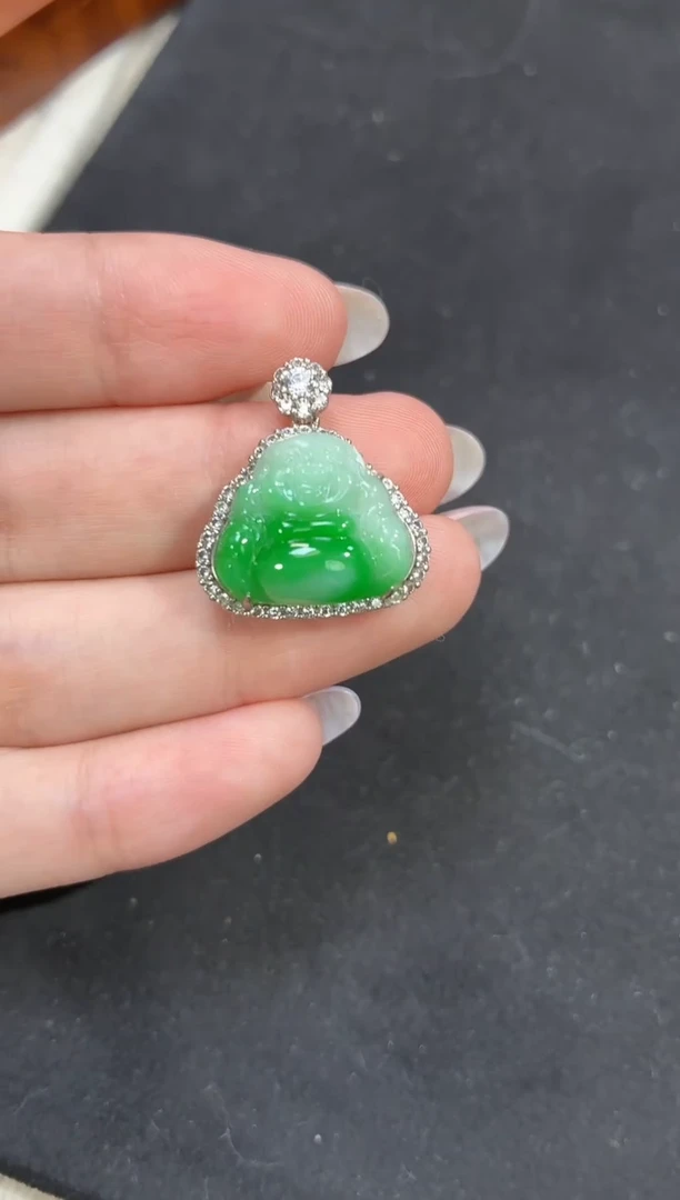 吊坠(不含链)银S925镶嵌翡翠【挽石珠宝】佛公