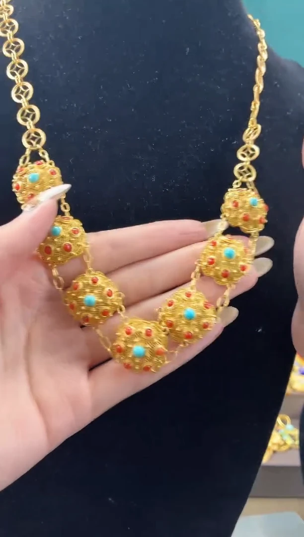 非遗手工花丝镶嵌项链