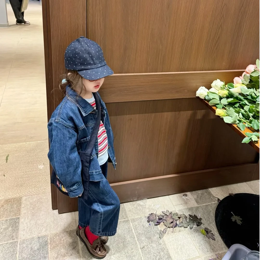壹妈萌娃穿搭韩版童装女童套装秋装儿童洋气复古时尚牛仔两件套