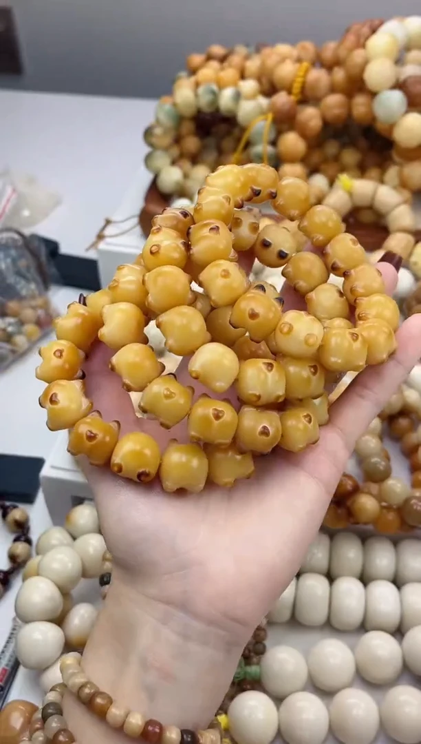 手串菩提根/象牙果q93海盐芝士 玉化桶珠12*13mm手串