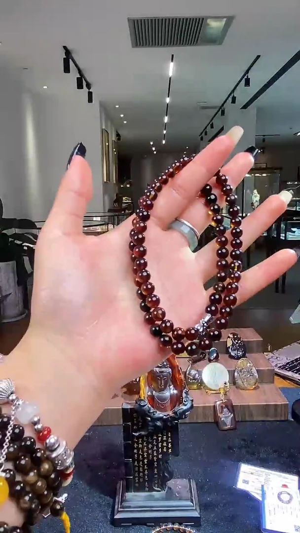 琥珀颈饰未镶嵌缅甸琥珀紫罗兰妈妈链