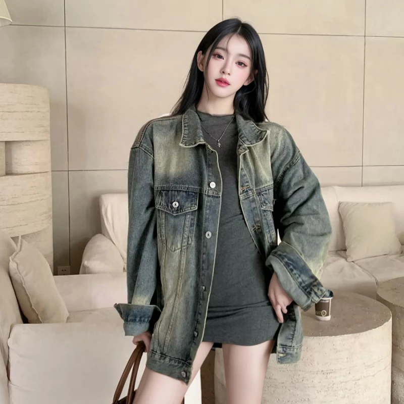 2025潮流情侣款牛仔上衣韩系新款显瘦洋气男女同款加厚气质外套潮