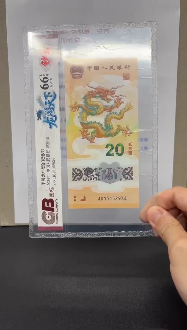 塑料昭****东龙年纪念钞 龙游天下 国标评级