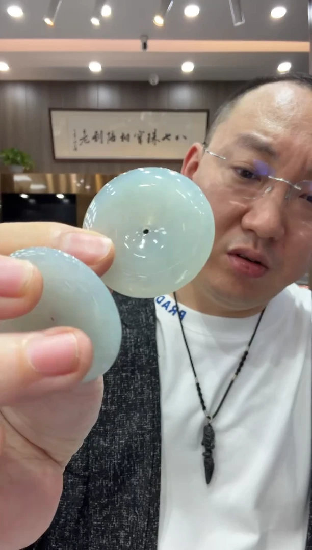 未镶嵌挂件翡翠A货翡翠多样性一件ZS冰胶大平安扣（白）