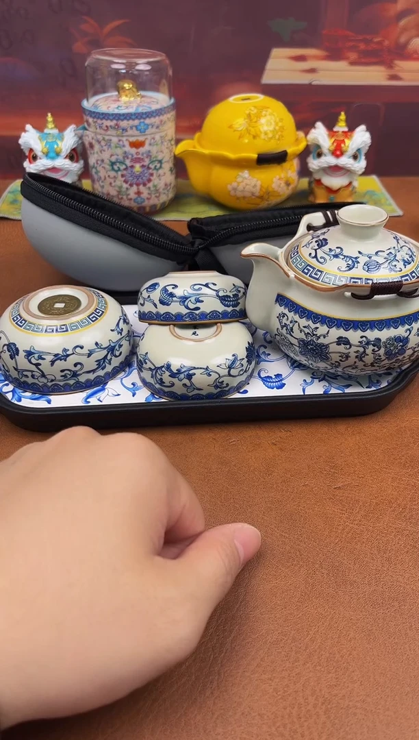 陶瓷茶具摆件旅行套组