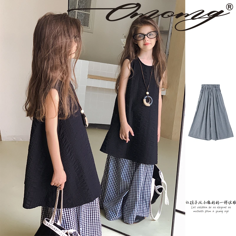 OMOMG25女童休闲裤洋气时尚宽松优雅韩版阔腿亲子薄款G5C061