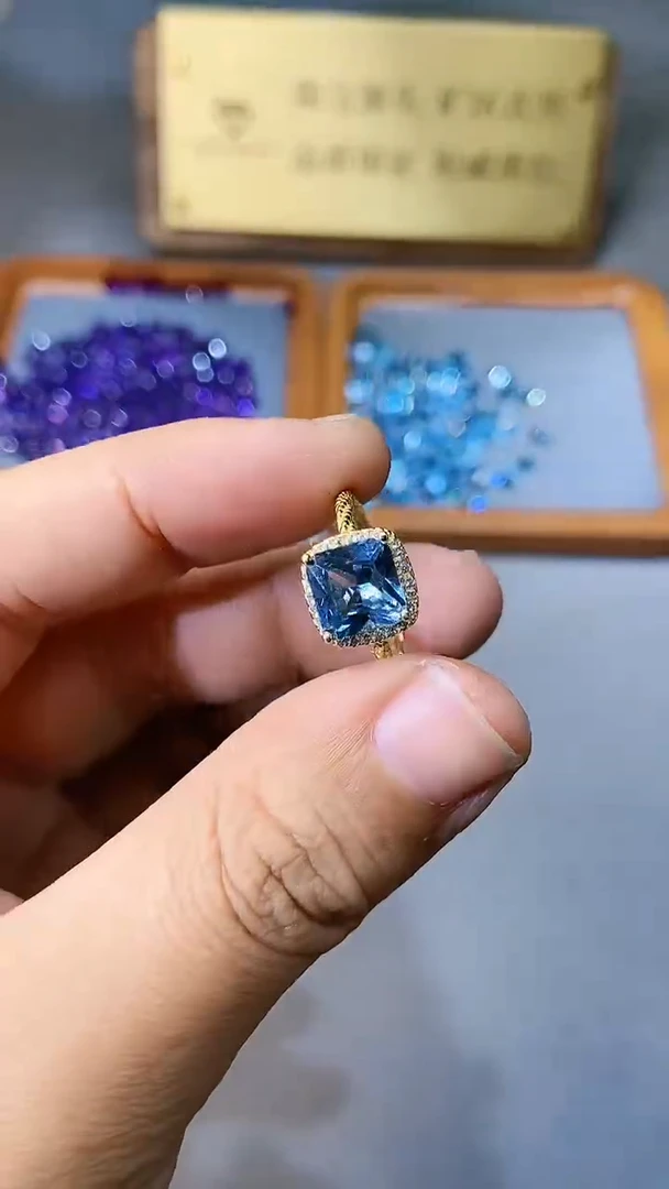 【闪购商品】海蓝宝石戒指银S925镶嵌354