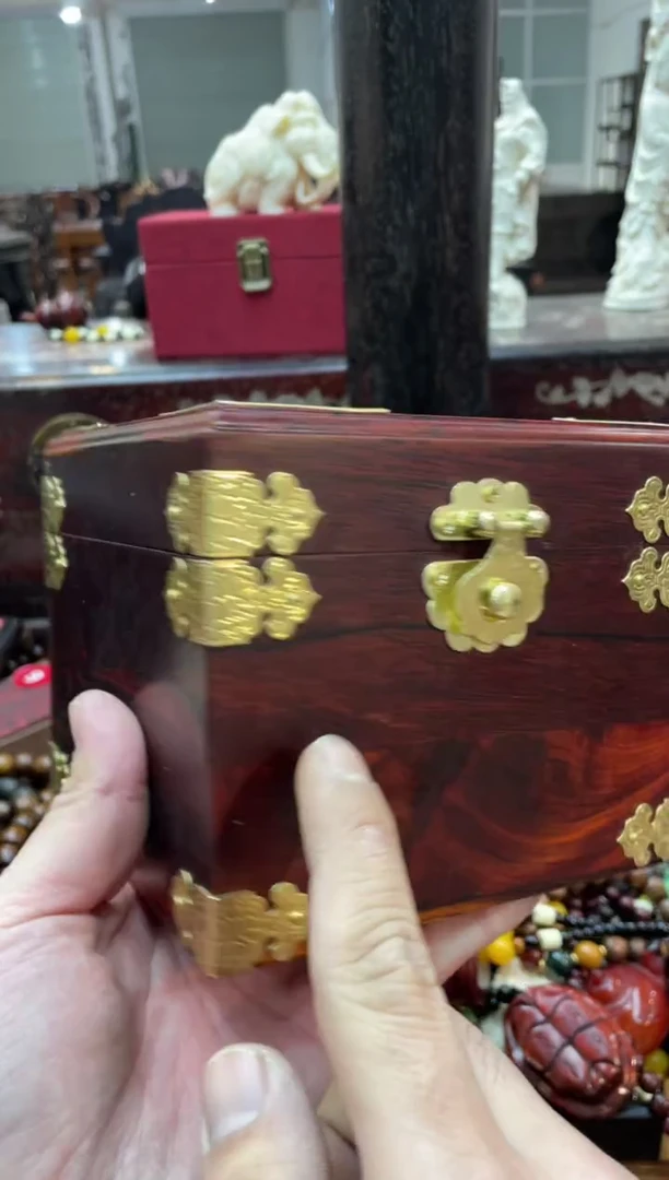 【闪购商品】木cx圆珠白手串带花梨木侧翻盒·