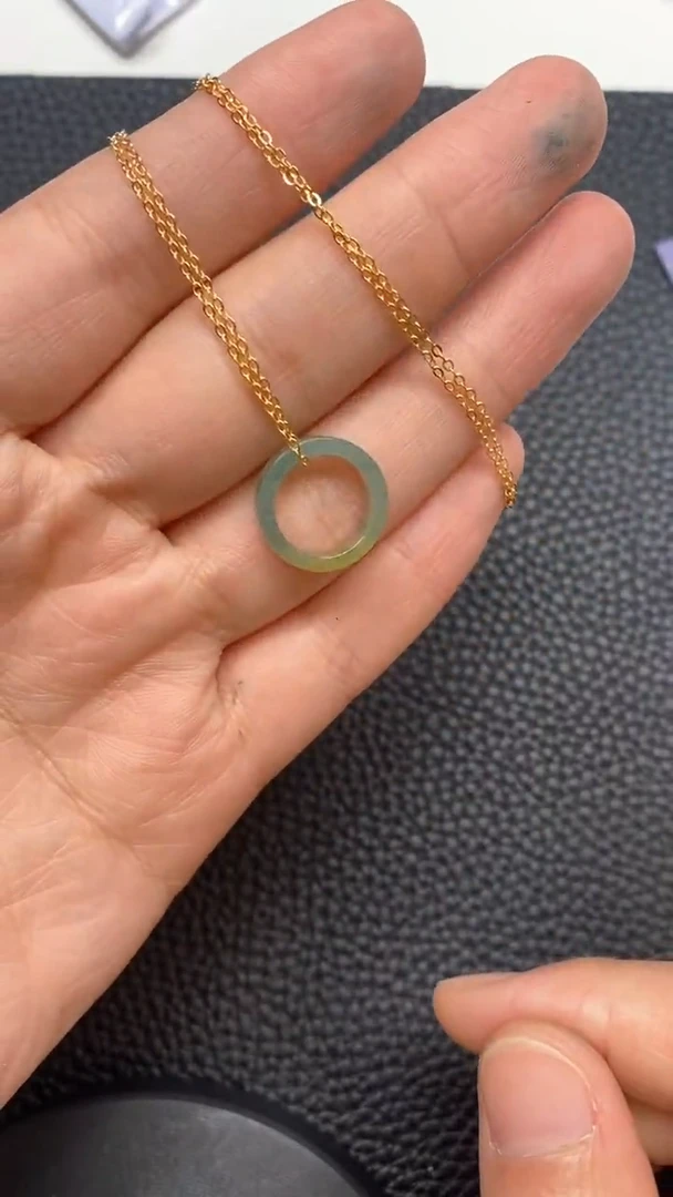 【闪购商品】翡翠吊坠(不含链)银S925镶嵌圈圈项链