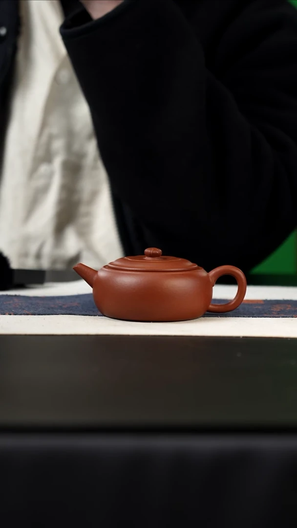 茶壶紫砂绝红降坡石鼓，150cc