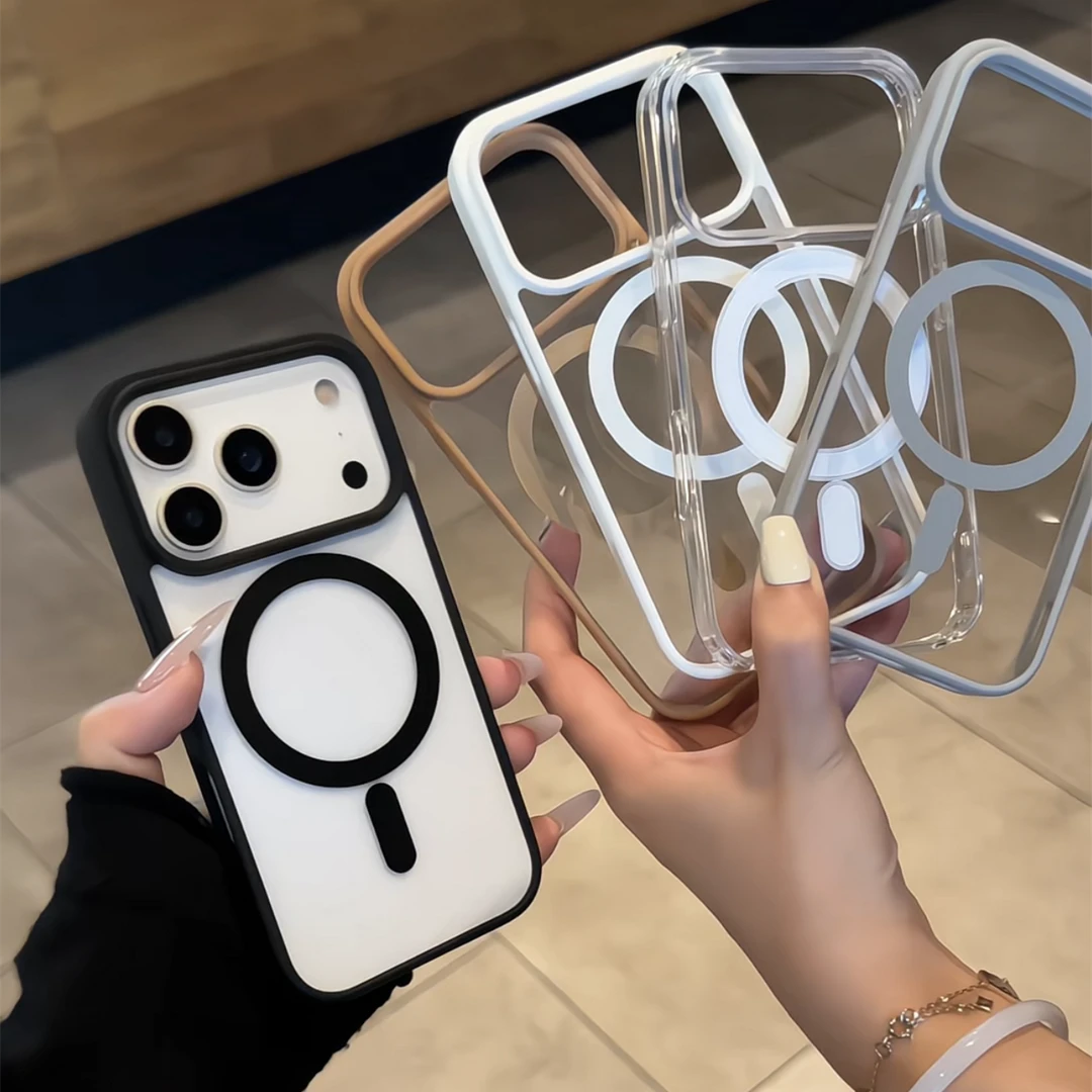 简约高透磁吸壳手机壳适用于苹果17promax/iphone16promax/15